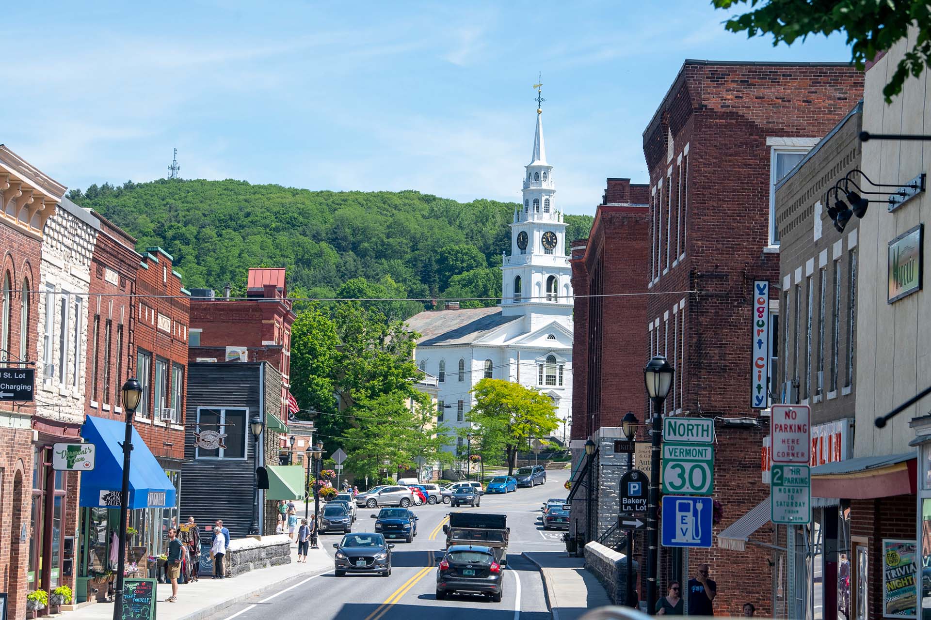 downtown Middlebury in summer