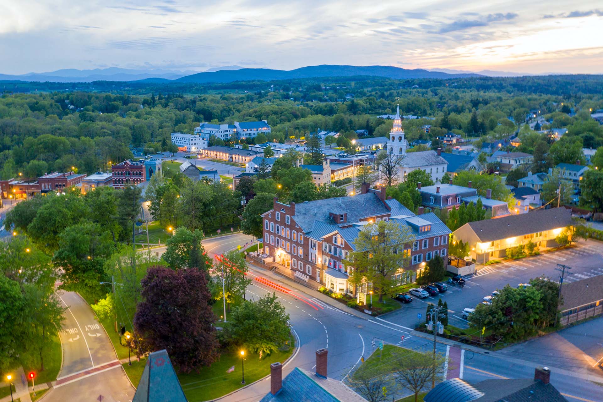 Aerial view of Middlebury Vermont 